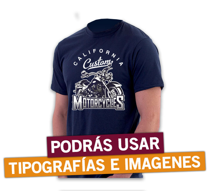 Podrás insertar imagenes para crear tu diseño en nuestro editor. También te proporcionaremos tipografías de uso libre (Google Fonts) para añadir textos a tu diseño.